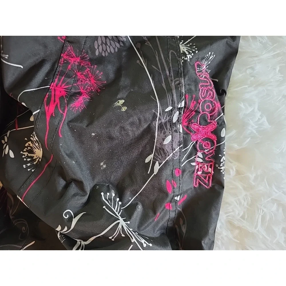 Zero Xposur‎ Girls Black Pink & White Dandelion Snow Bibs Ski Pants S 7/8